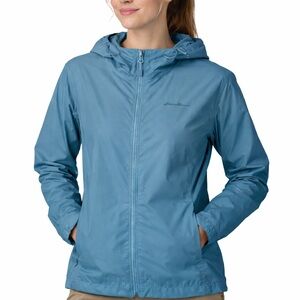 Eddie Bauer Women’s Hooded Lightweight Rain Jacket Windbreaker Blue Hike Camp